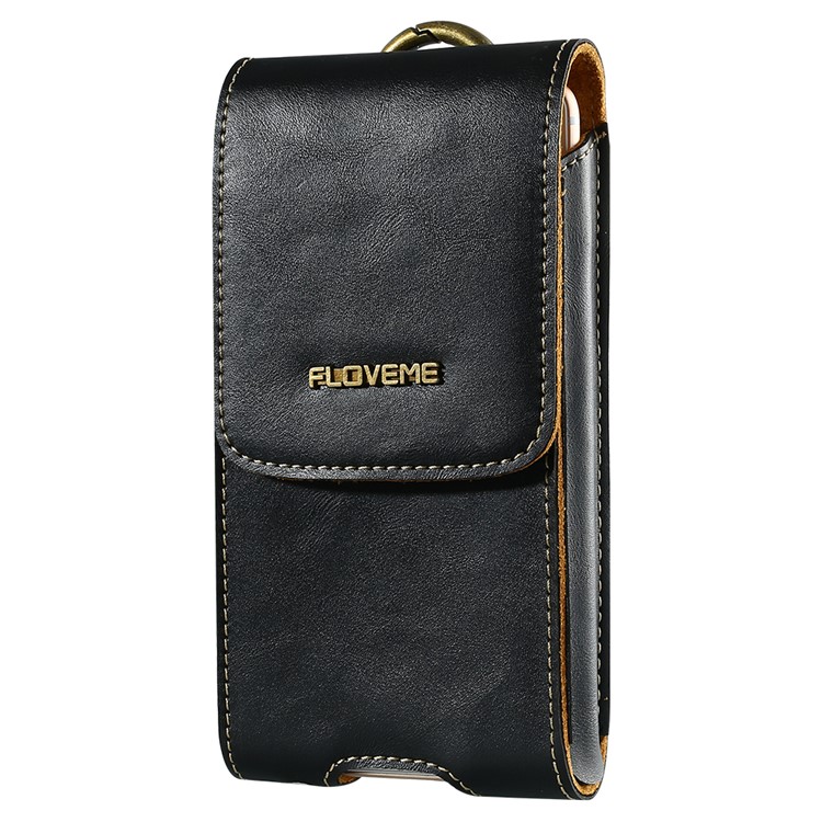 FLOVEME Genuine Leather Waist Bag with Belt Loop for iPhone 7 Plus/6s Plus/6 Plus - Black-2
