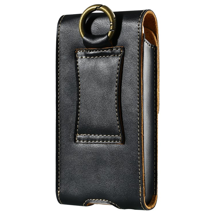 FLOVEME Genuine Leather Waist Bag with Belt Loop for iPhone 7 Plus/6s Plus/6 Plus - Black-3