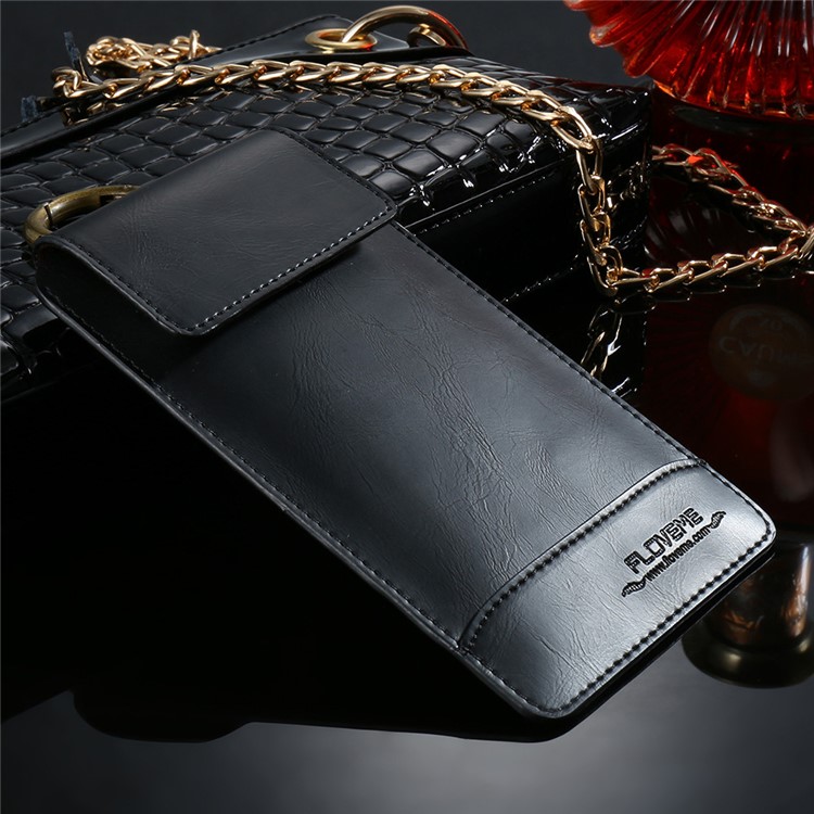 FLOVEME Outdoor Vertical Leather Pouch Case for iPhone 7/6s/6 4.7-inch Etc with Hook Loop - Black-2