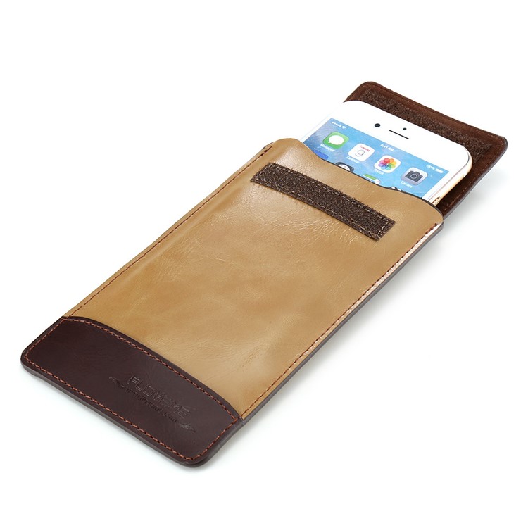 FLOVEME Vertical Elegant Leather Pouch for iPhone 7 Plus / 6s Plus etc with Hook Loop - Coffee / Brown-10