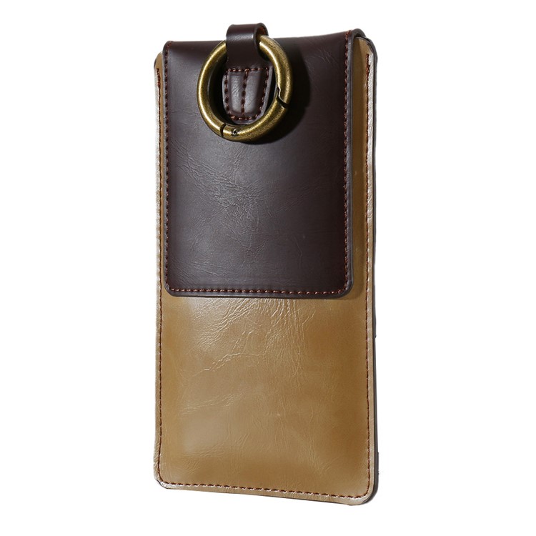 FLOVEME Vertical Elegant Leather Pouch for iPhone 7 Plus / 6s Plus etc with Hook Loop - Coffee / Brown-2