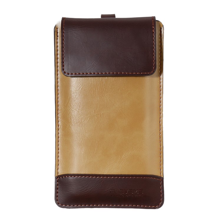FLOVEME Vertical Elegant Leather Pouch for iPhone 7 Plus / 6s Plus etc with Hook Loop - Coffee / Brown-3