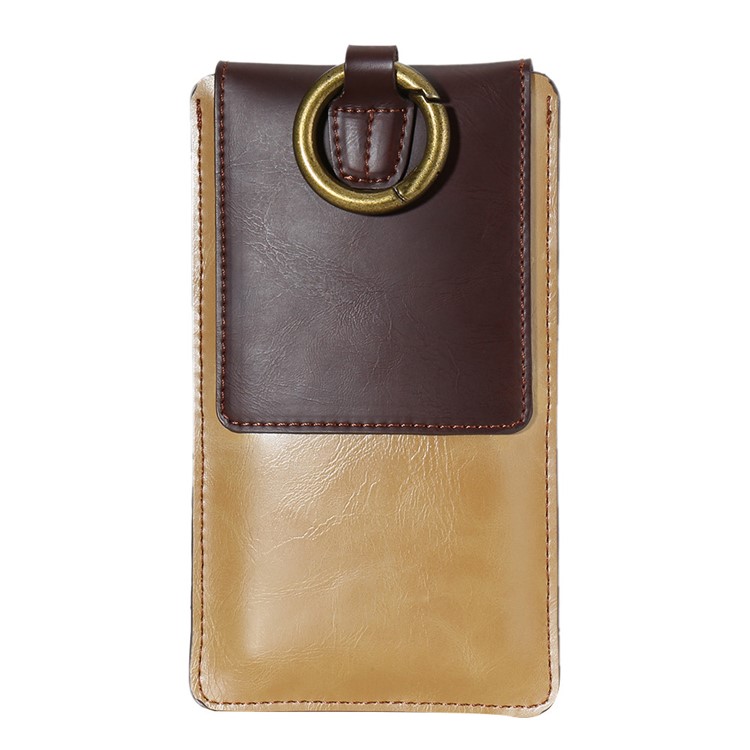 FLOVEME Vertical Elegant Leather Pouch for iPhone 7 Plus / 6s Plus etc with Hook Loop - Coffee / Brown-4