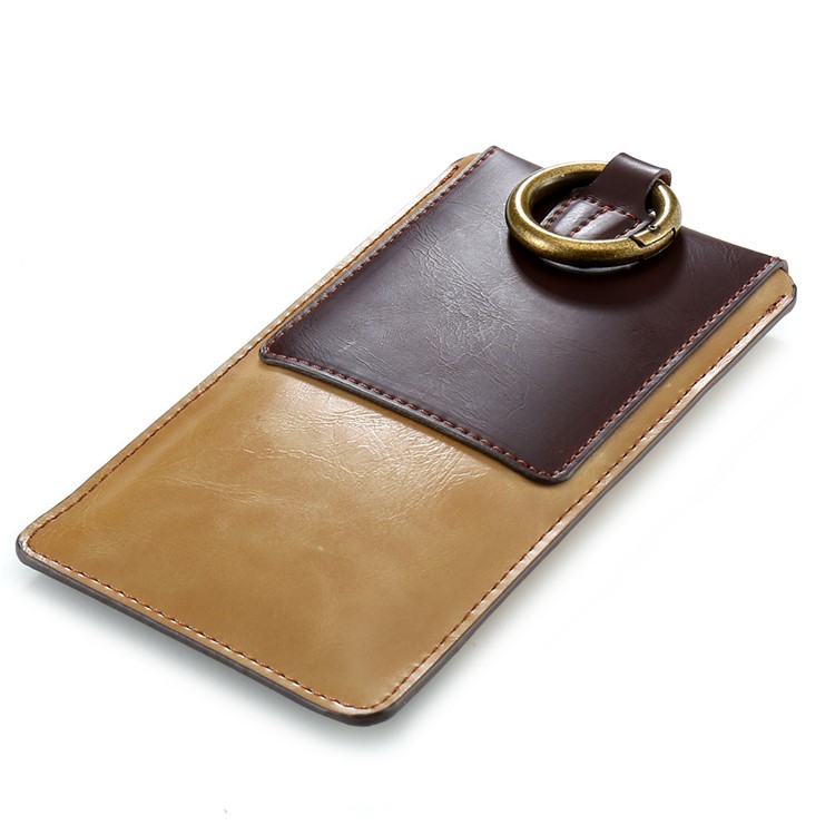 FLOVEME Vertical Elegant Leather Pouch for iPhone 7 Plus / 6s Plus etc with Hook Loop - Coffee / Brown-6