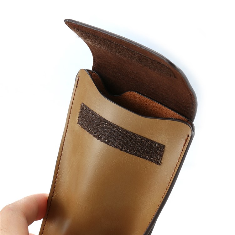 FLOVEME Vertical Elegant Leather Pouch for iPhone 7 Plus / 6s Plus etc with Hook Loop - Coffee / Brown-8
