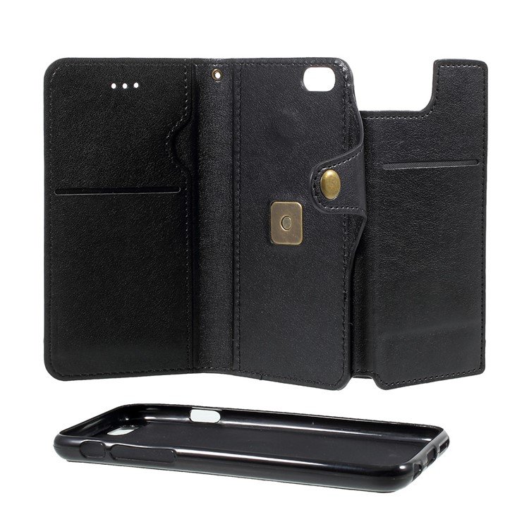 Wallet Leather Case with Inner Detachable 360 Degree Rotary TPU Back Cover for iPhone 6s 6 - Black-16