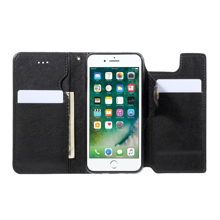 Wallet Leather Case with Inner Detachable 360 Degree Rotary TPU Back Cover for iPhone 6s 6 - Black-6