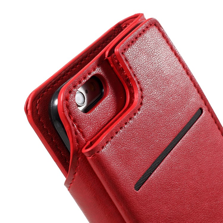 Detachable Leather Wallet Cellphone Case with Makeup Mirror for iPhone 6s Plus / 6 Plus - Red-18