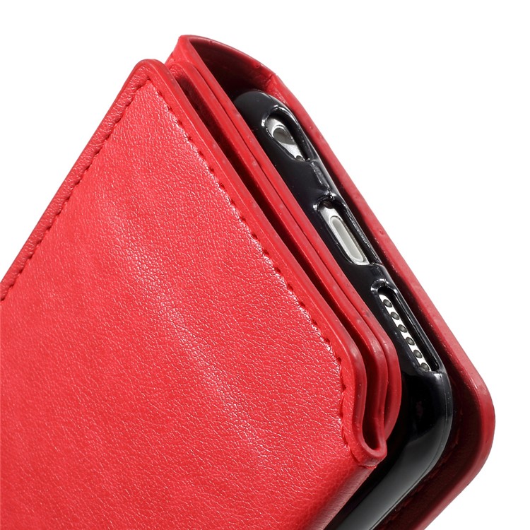 Detachable Leather Wallet Cellphone Case with Makeup Mirror for iPhone 6s Plus / 6 Plus - Red-19