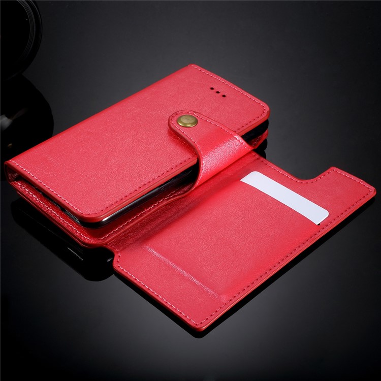 Detachable Leather Wallet Cellphone Case with Makeup Mirror for iPhone 6s Plus / 6 Plus - Red-4