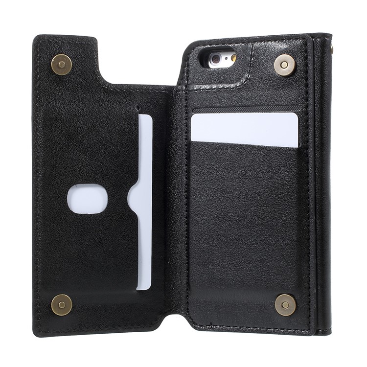 Wallet Leather Case with Detachable 360 Degree Rotary TPU Back Cover for iPhone 6s Plus / 6 Plus - Black-12