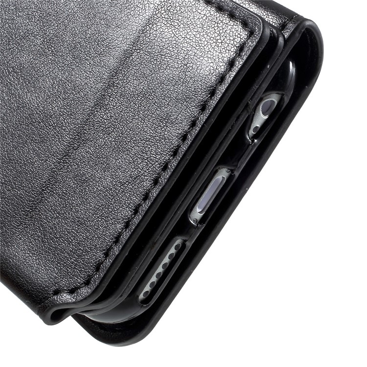 Wallet Leather Case with Detachable 360 Degree Rotary TPU Back Cover for iPhone 6s Plus / 6 Plus - Black-15