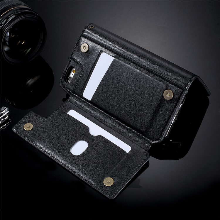 Wallet Leather Case with Detachable 360 Degree Rotary TPU Back Cover for iPhone 6s Plus / 6 Plus - Black-2