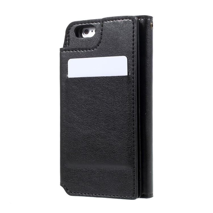 Wallet Leather Case with Detachable 360 Degree Rotary TPU Back Cover for iPhone 6s Plus / 6 Plus - Black-5