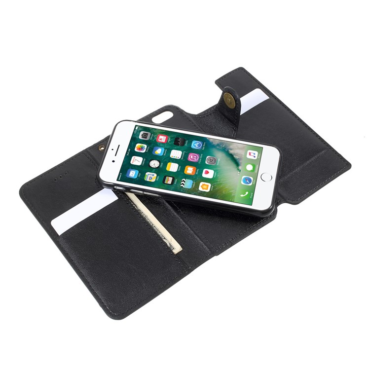 Wallet Leather Case with Detachable 360 Degree Rotary TPU Back Cover for iPhone 6s Plus / 6 Plus - Black-7