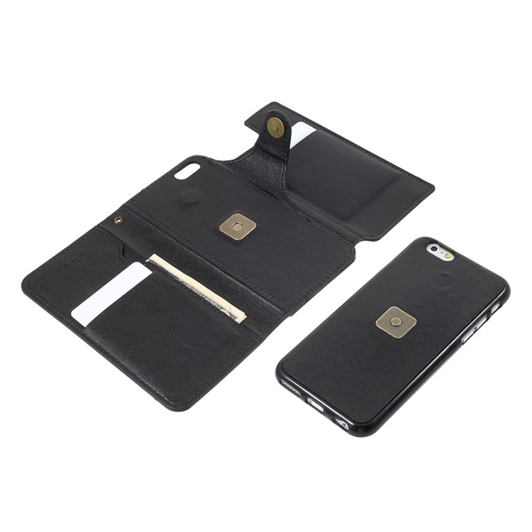 Wallet Leather Case with Detachable 360 Degree Rotary TPU Back Cover for iPhone 6s Plus / 6 Plus - Black-8