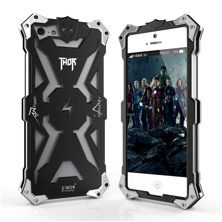 For iPhone SE 5s 5 Metal Case Cool Punk Rock Aviation Aluminum Armor Phone Cover - Black-1