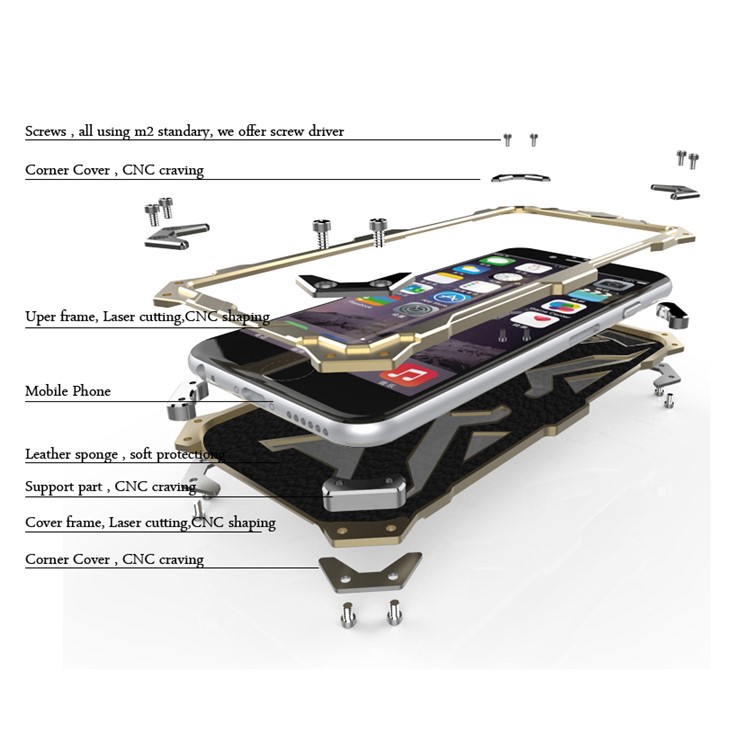 Cool Punk Rock Aviation Aluminum Metal Armor Phone Case for iPhone 6s 6 4.7 - Black-10