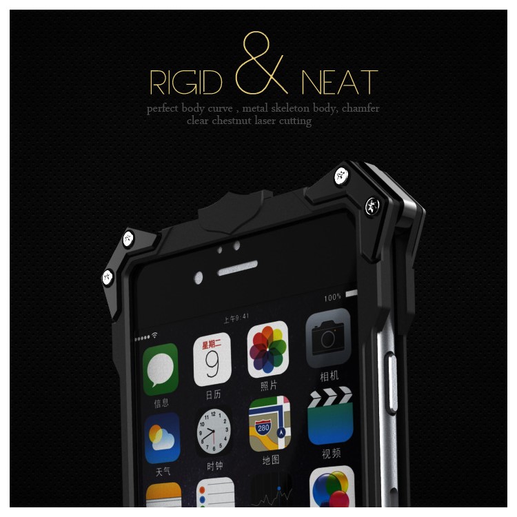 Cool Punk Rock Aviation Aluminum Metal Armor Phone Case for iPhone 6s 6 4.7 - Black-7