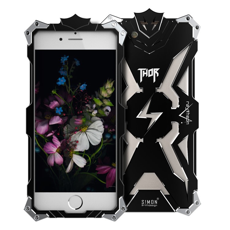 Cool Punk Rock for iPhone 7 4.7 Aviation Aluminum Metal Armor Phone Case - Black-1