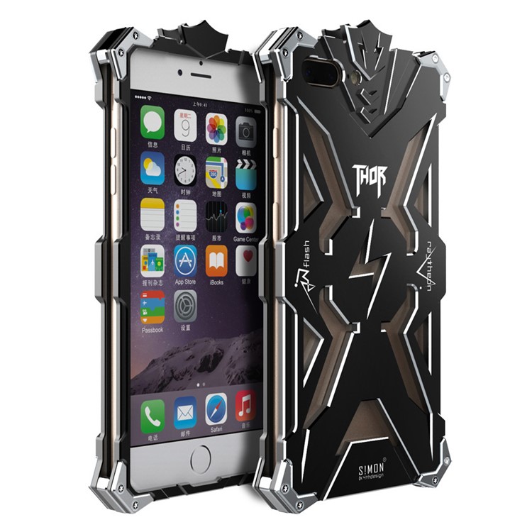 For iPhone 7 Plus 5.5 Cool Punk Rock Aviation Aluminum Metal Armor Case Cover - Black-1