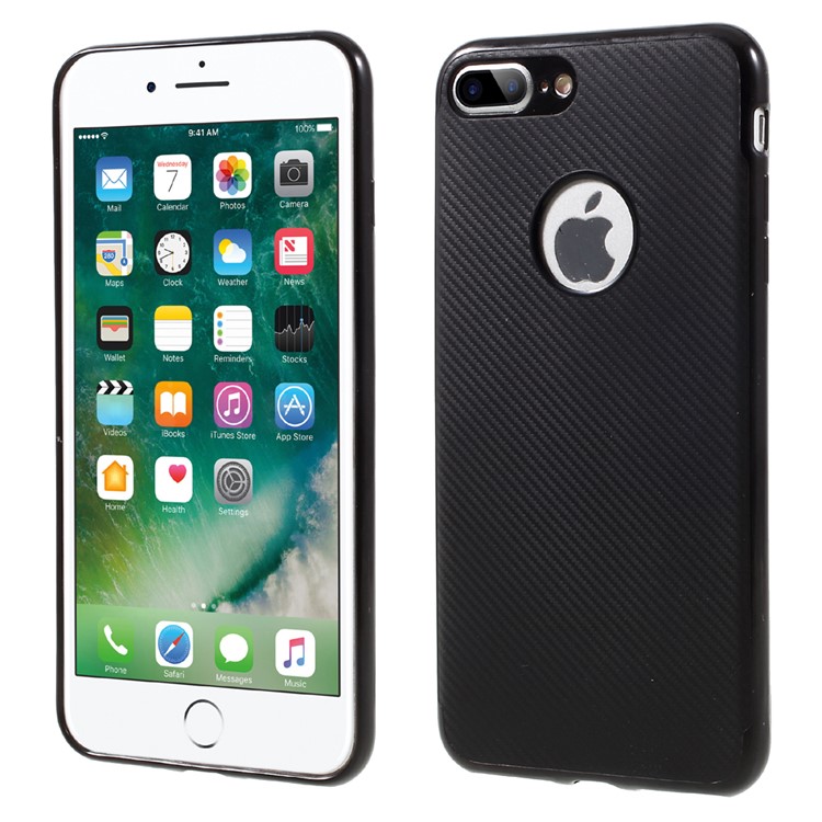 Carbon Fiber Texture TPU Cell Phone Case for iPhone 7 Plus 5.5 inch - Black-1