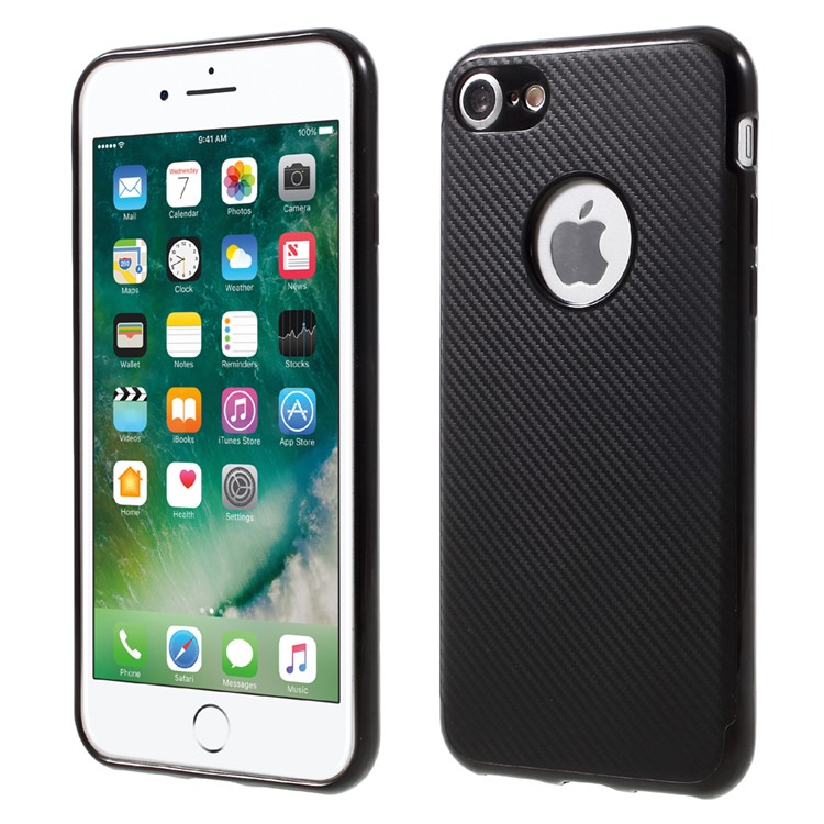 Carbon Fiber Texture TPU Cell Phone Case for iPhone 7 4.7 inch - Black-1