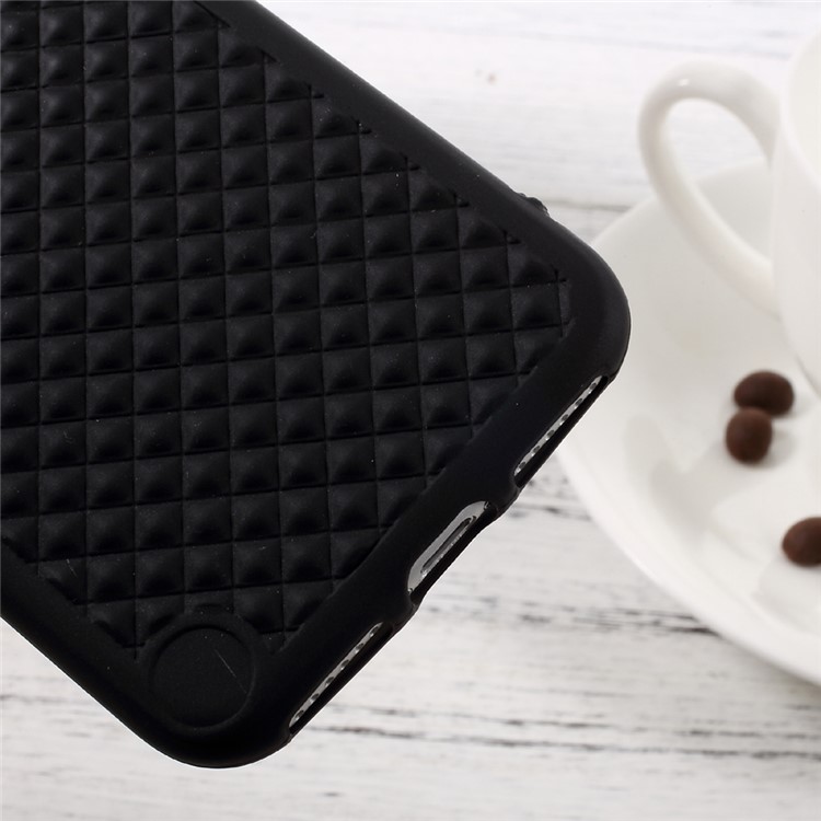 For iPhone 7 Concave-Convex Texture Phone Case (TPU) - Black / Rhombus-6
