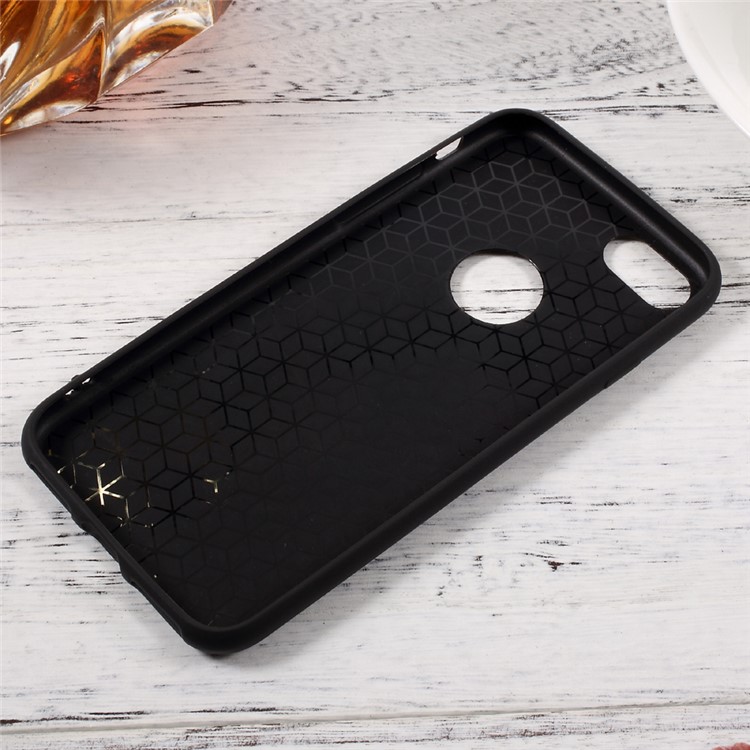For iPhone 7 Concave-Convex Texture Phone Case (TPU) - Black / Rhombus-8