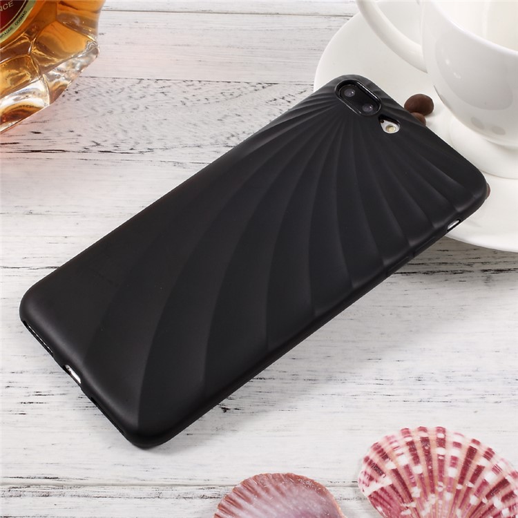 Concave-Convex Texture TPU Mobile Phone Cover for iPhone 7 Plus 5.5 inch - Black / Arc Lines-1