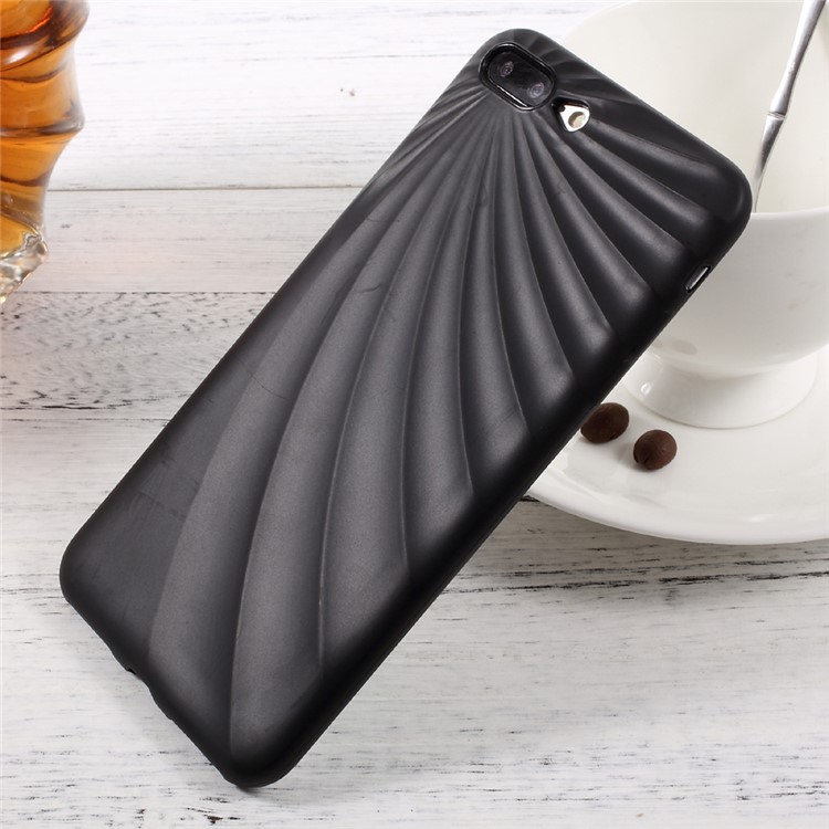 Concave-Convex Texture TPU Mobile Phone Cover for iPhone 7 Plus 5.5 inch - Black / Arc Lines-3