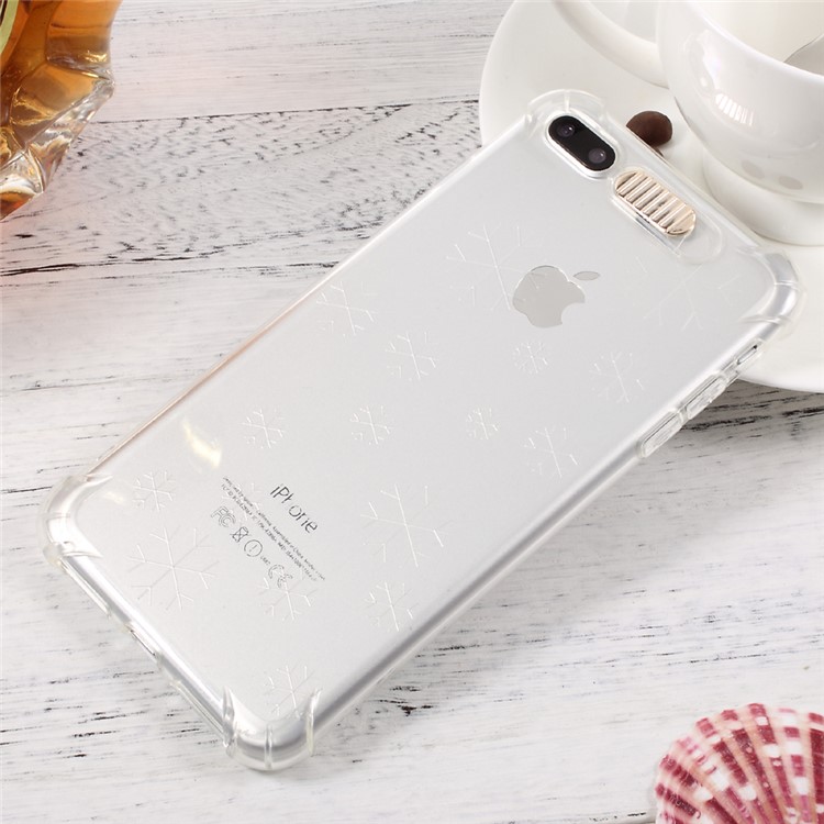 Incoming Call Flash Drop-resistant TPU Cellphone Case for iPhone 7 Plus - Transparent / Snowflake-1