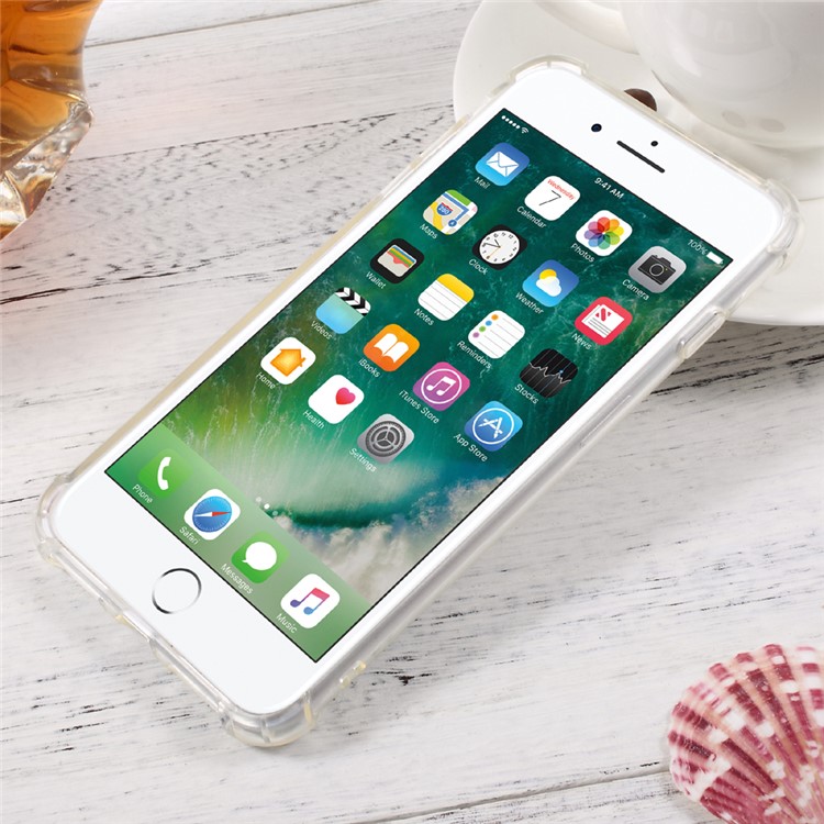 Incoming Call Flash Drop-resistant TPU Cellphone Case for iPhone 7 Plus - Transparent / Snowflake-2