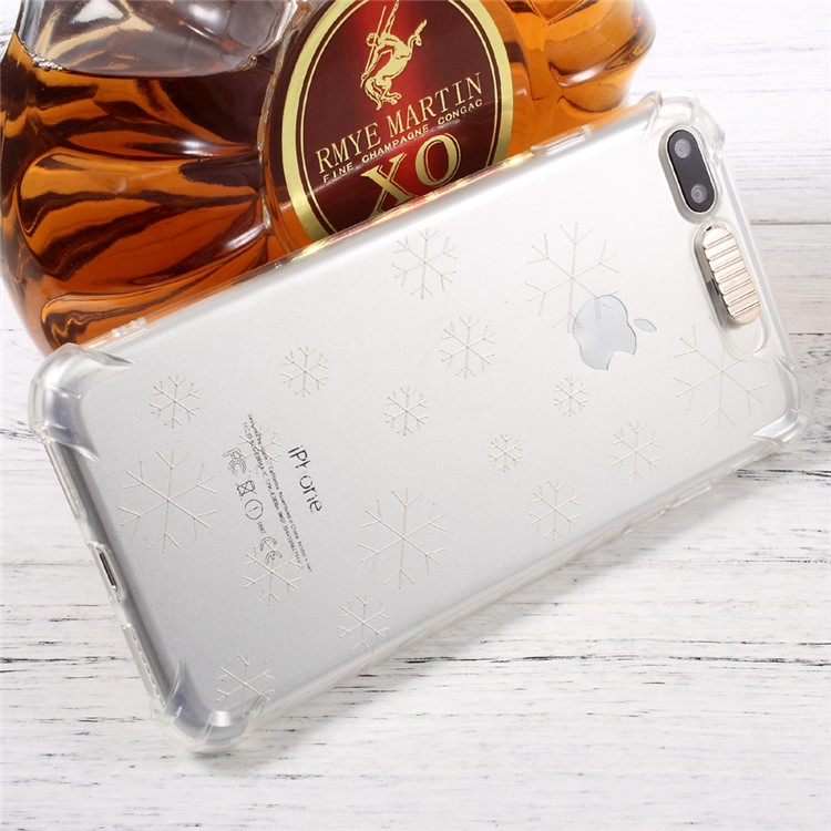 Incoming Call Flash Drop-resistant TPU Cellphone Case for iPhone 7 Plus - Transparent / Snowflake-3