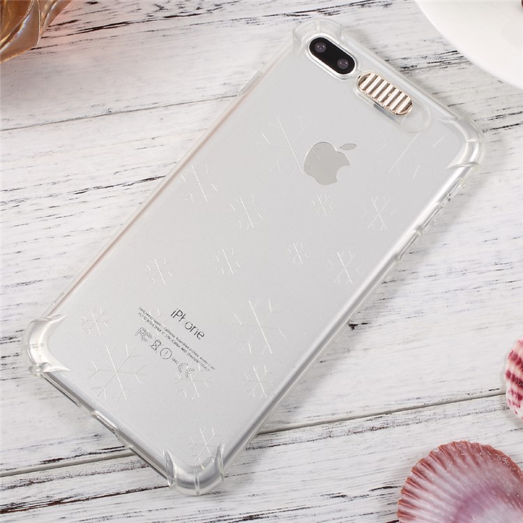 Incoming Call Flash Drop-resistant TPU Cellphone Case for iPhone 7 Plus - Transparent / Snowflake-4