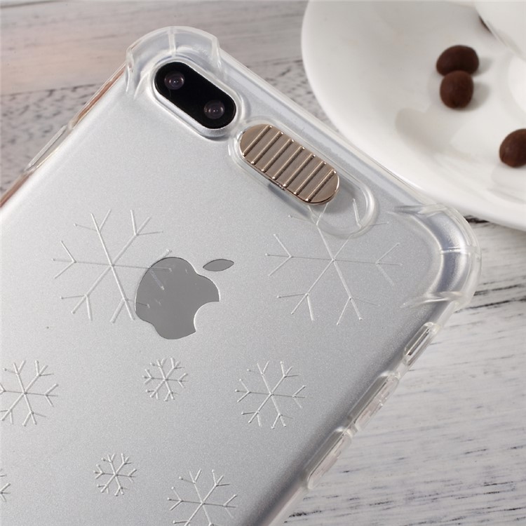Incoming Call Flash Drop-resistant TPU Cellphone Case for iPhone 7 Plus - Transparent / Snowflake-5