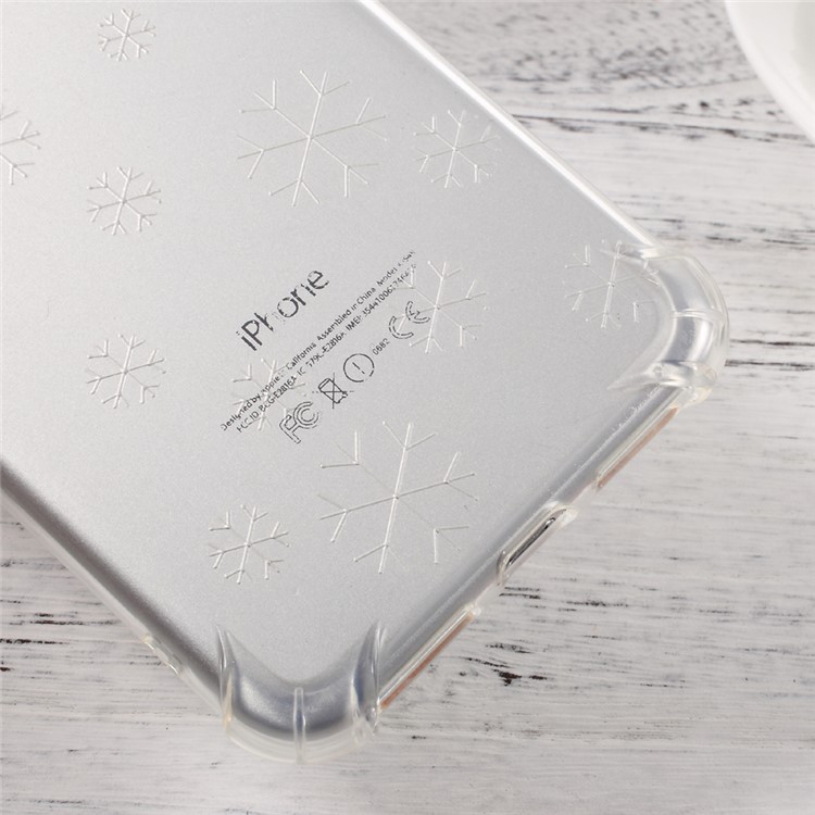 Incoming Call Flash Drop-resistant TPU Cellphone Case for iPhone 7 Plus - Transparent / Snowflake-6