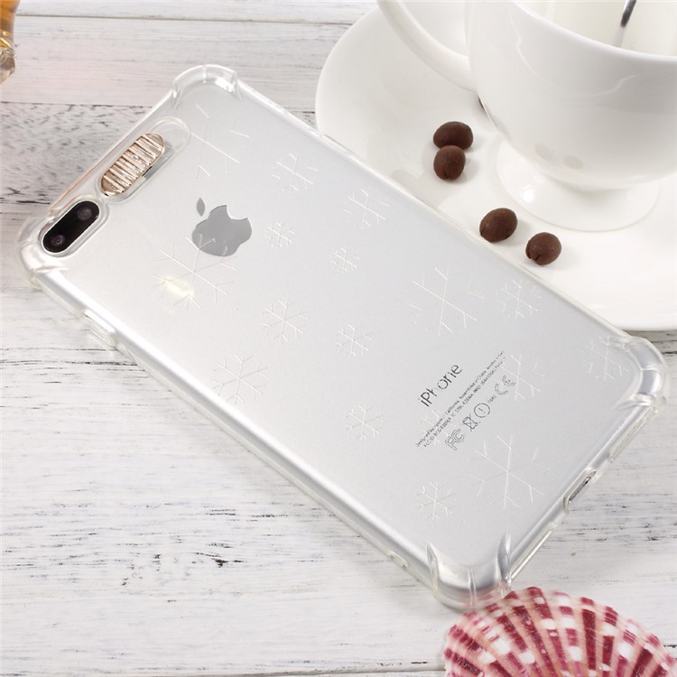 Incoming Call Flash Drop-resistant TPU Cellphone Case for iPhone 7 Plus - Transparent / Snowflake-7