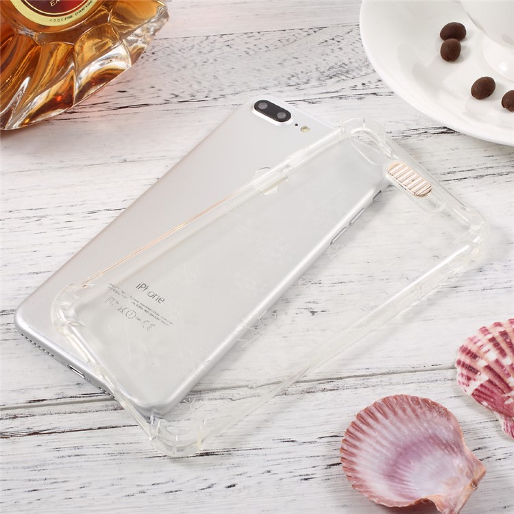 Incoming Call Flash Drop-resistant TPU Cellphone Case for iPhone 7 Plus - Transparent / Snowflake-8