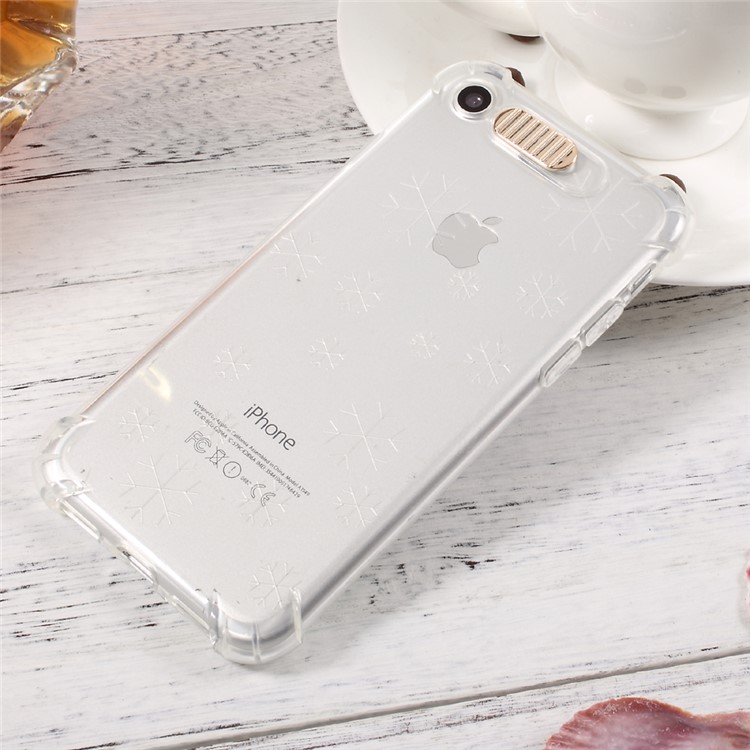Incoming Call Flash Drop-resistant TPU Cellphone Case for iPhone 7 4.7 inch - Transparent / Snowflake-1