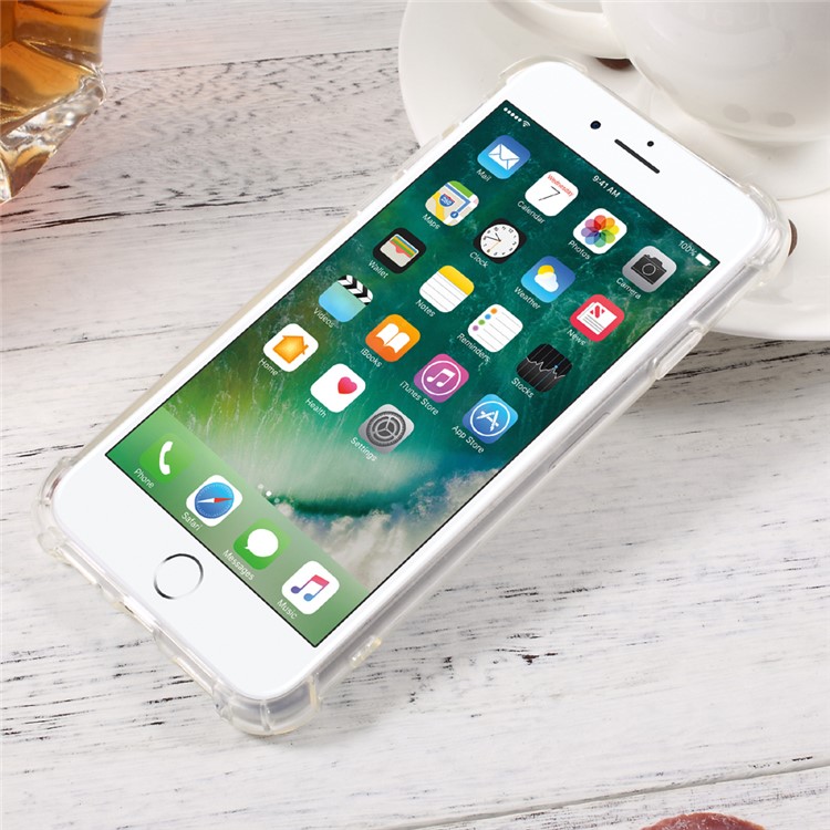 Incoming Call Flash Drop-resistant TPU Cellphone Case for iPhone 7 4.7 inch - Transparent / Snowflake-2