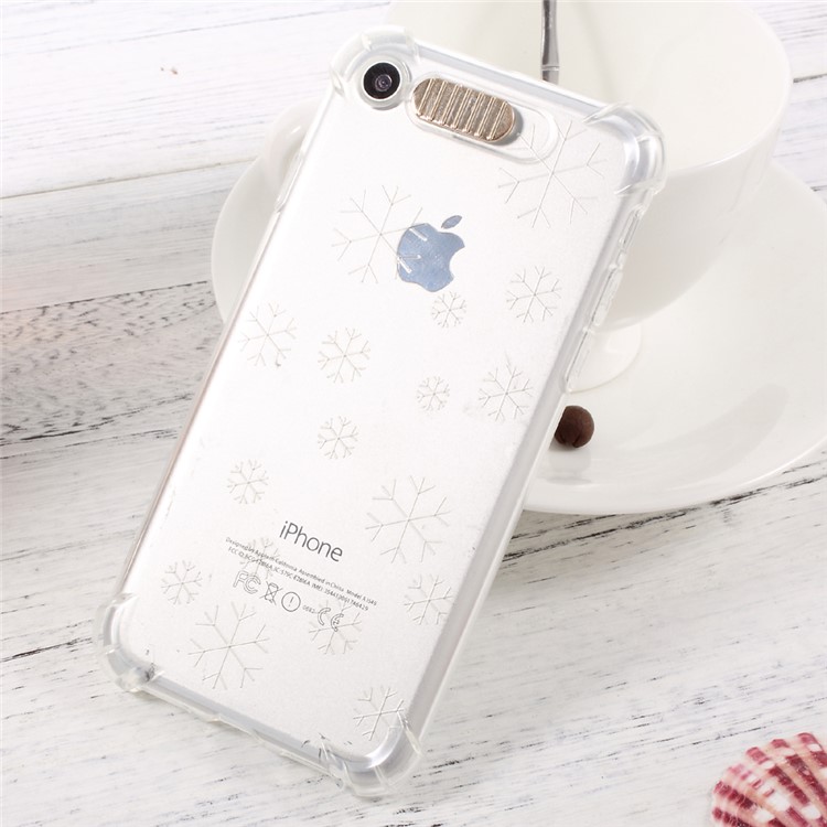 Incoming Call Flash Drop-resistant TPU Cellphone Case for iPhone 7 4.7 inch - Transparent / Snowflake-3