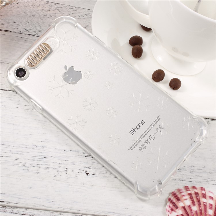 Incoming Call Flash Drop-resistant TPU Cellphone Case for iPhone 7 4.7 inch - Transparent / Snowflake-4