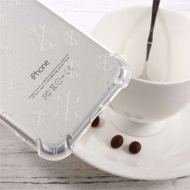 Incoming Call Flash Drop-resistant TPU Cellphone Case for iPhone 7 4.7 inch - Transparent / Snowflake-6