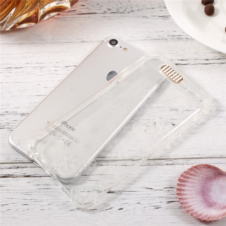 Incoming Call Flash Drop-resistant TPU Cellphone Case for iPhone 7 4.7 inch - Transparent / Snowflake-7