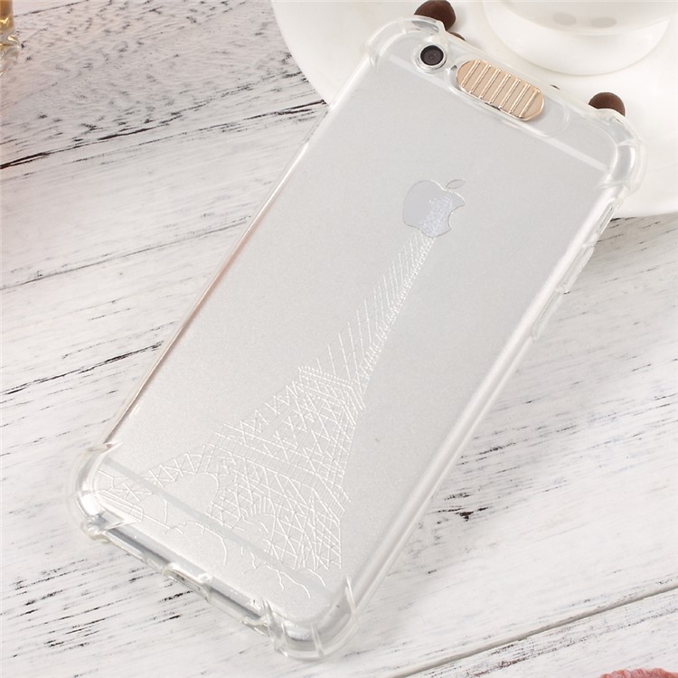 Incoming Call Flash Drop-resistant TPU Cellphone Case for iPhone 6s 6 - Transparent / Eiffel Tower-1