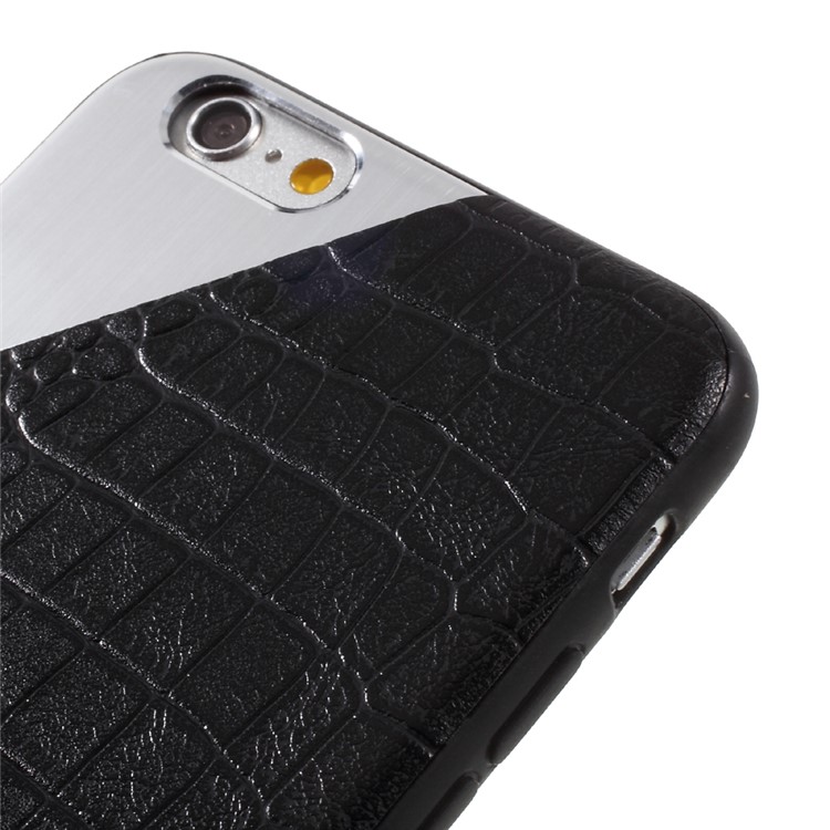 MEEPHONE Crocodile Texture Leather Metal Coated PC TPU Back Cover for iPhone 6s Plus / 6 Plus - Black-3