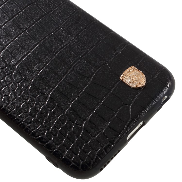 MEEPHONE Crocodile Texture Leather Metal Coated PC TPU Back Cover for iPhone 6s Plus / 6 Plus - Black-4