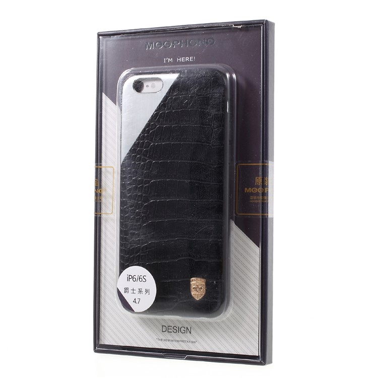 MEEPHONE Crocodile Texture Leather Metal Coated PC TPU Back Cover for iPhone 6s Plus / 6 Plus - Black-6