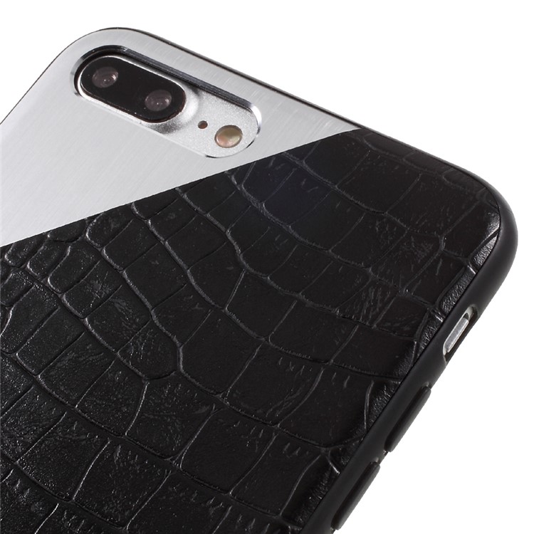 MEEPHONE Crocodile Leather Metal Sheet Coated PC + TPU Cover for iPhone 7 Plus - Black-3